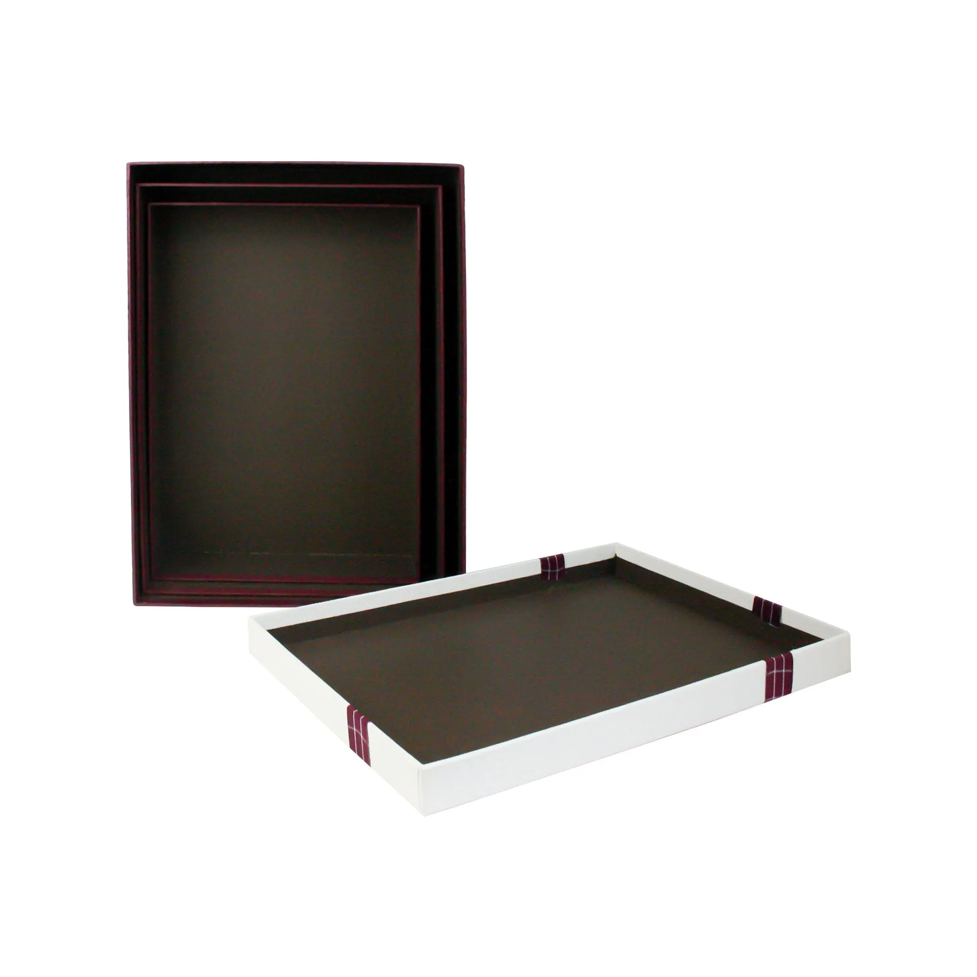 Burgundy Checks Gift Boxes - Set of 3