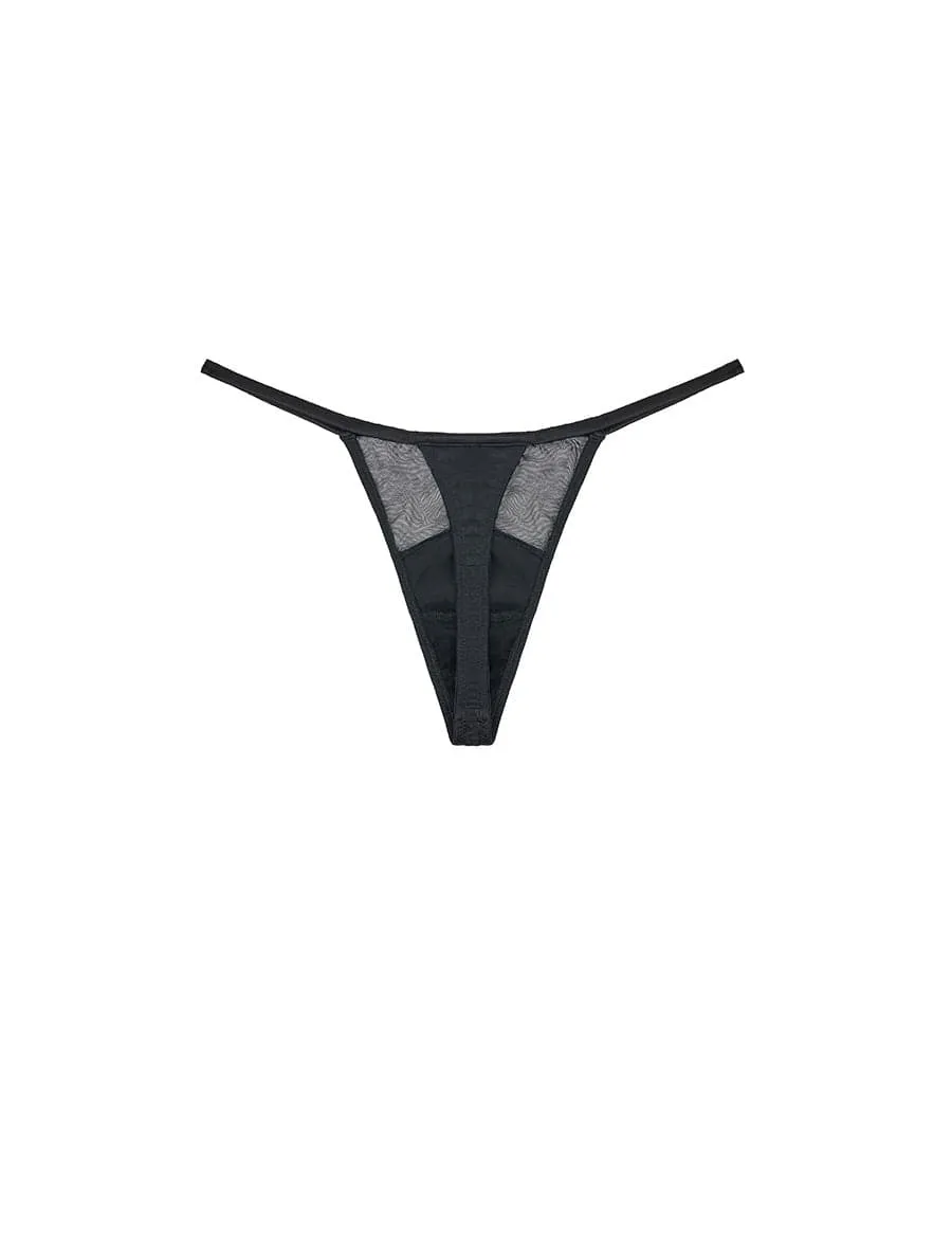 Fleur Du Jour Black Thong