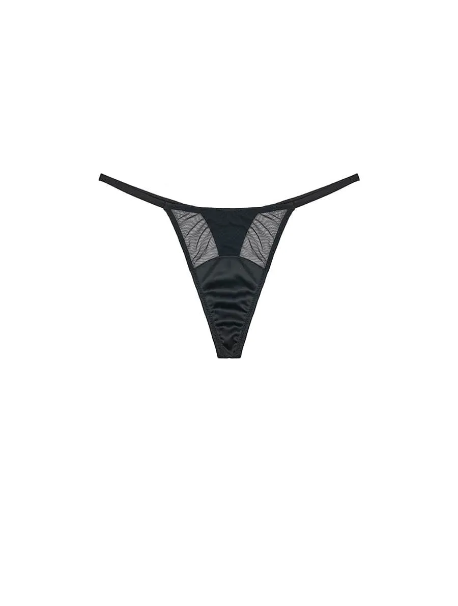 Fleur Du Jour Black Thong