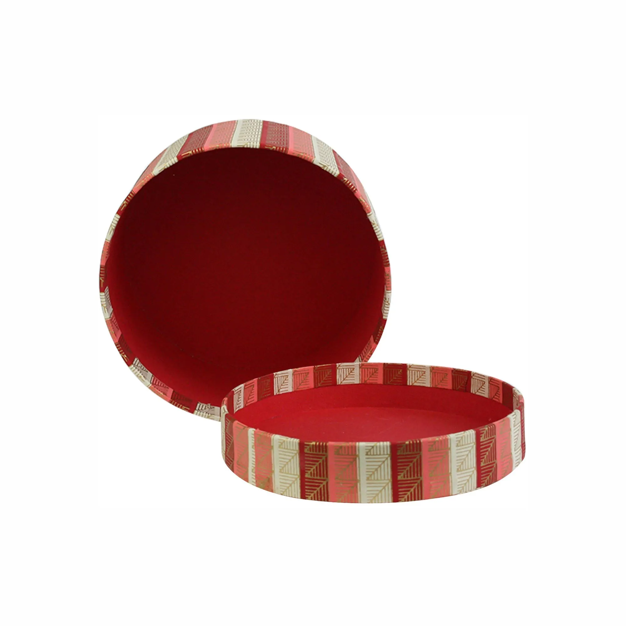 Handmade Chevron Patterned Red/Gold Gift Boxes - Set of 3