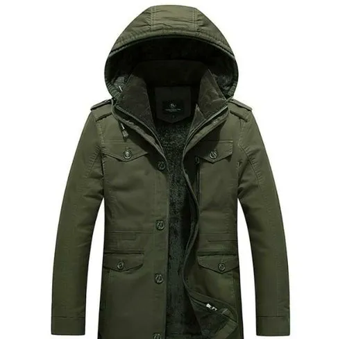 Hooded Military Style Coat