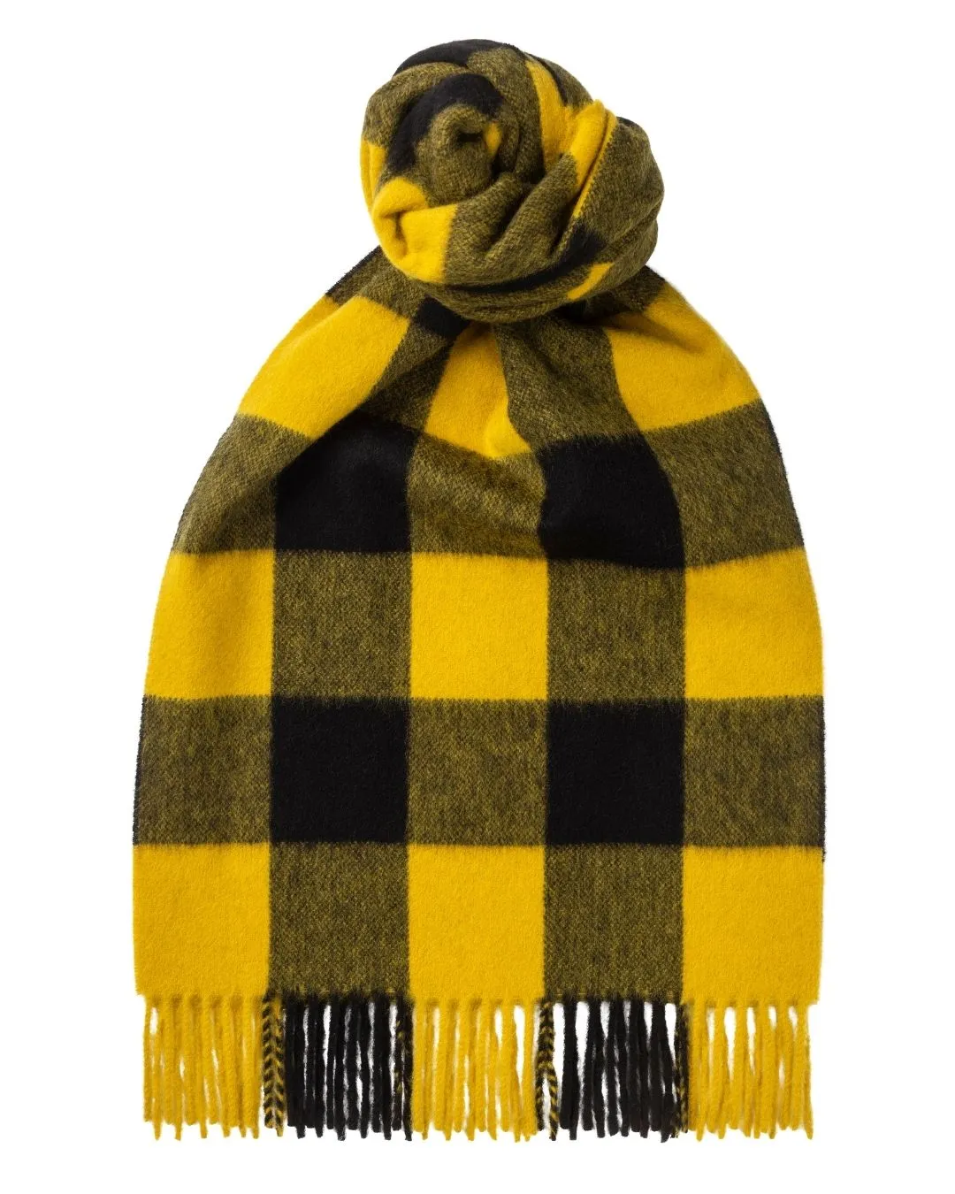 Joshua Ellis - Cabin Check Cashmere Scarf Yellow
