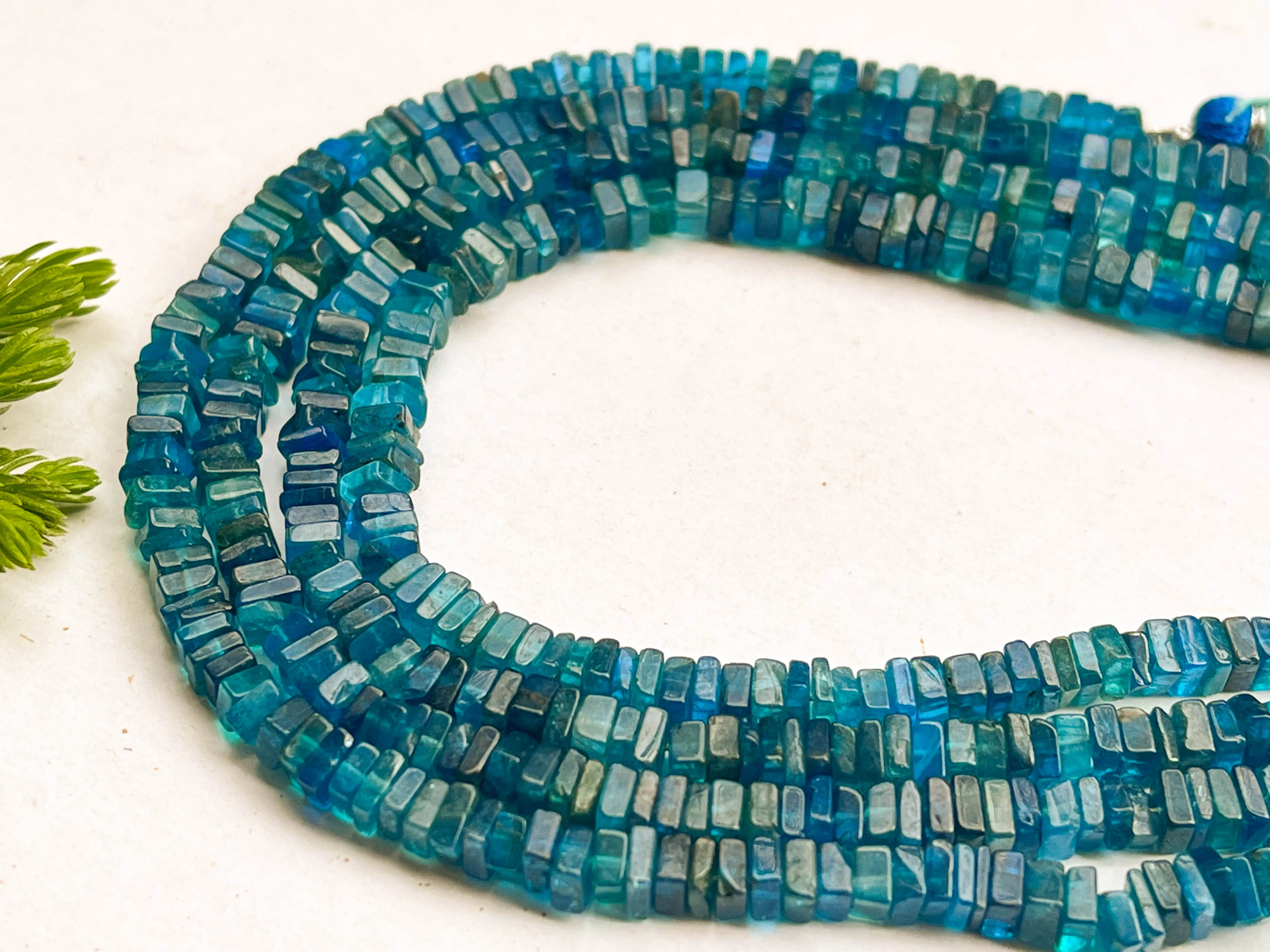 Neon Apatite Square Heishi shape beads