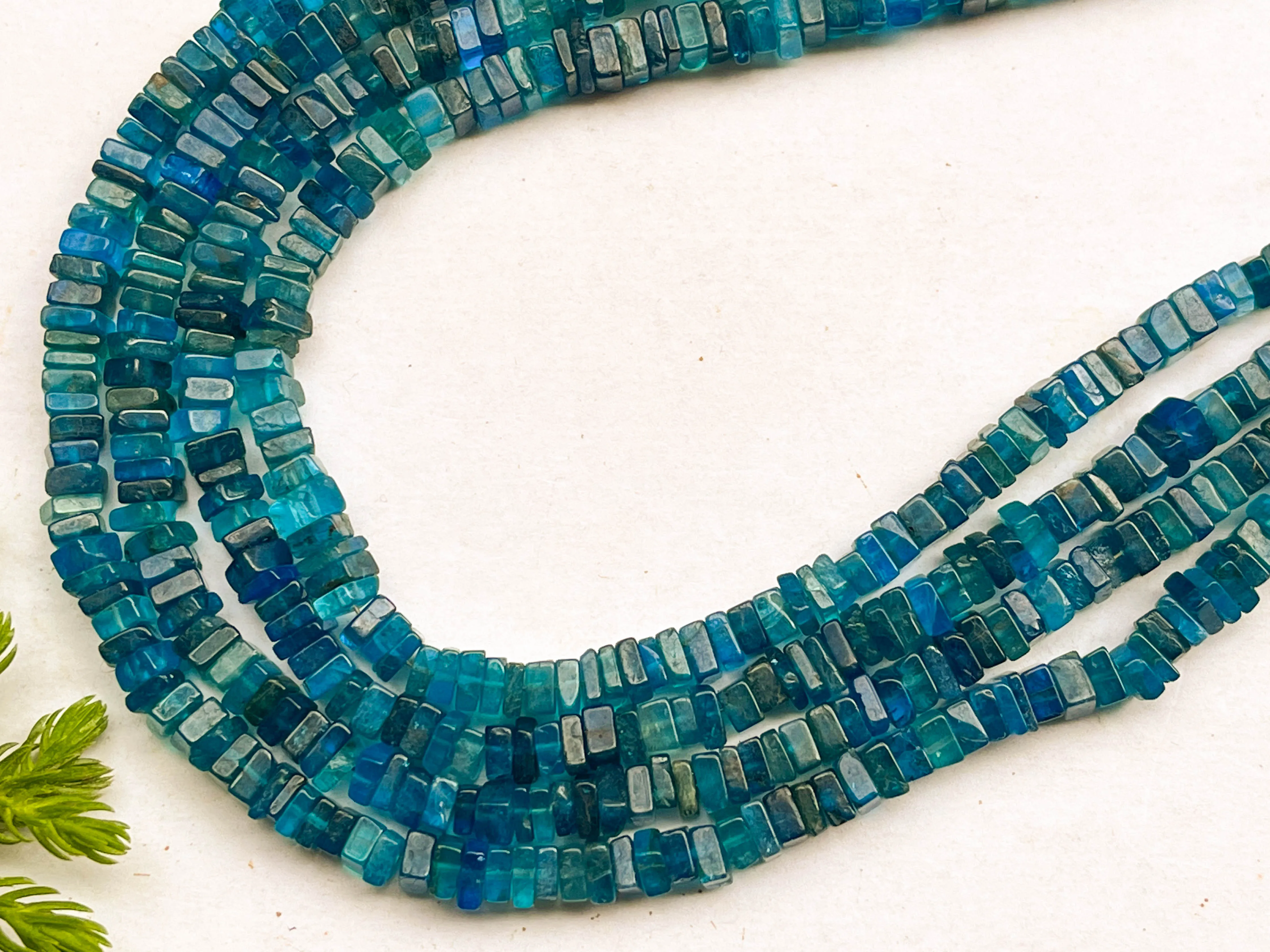 Neon Apatite Square Heishi shape beads