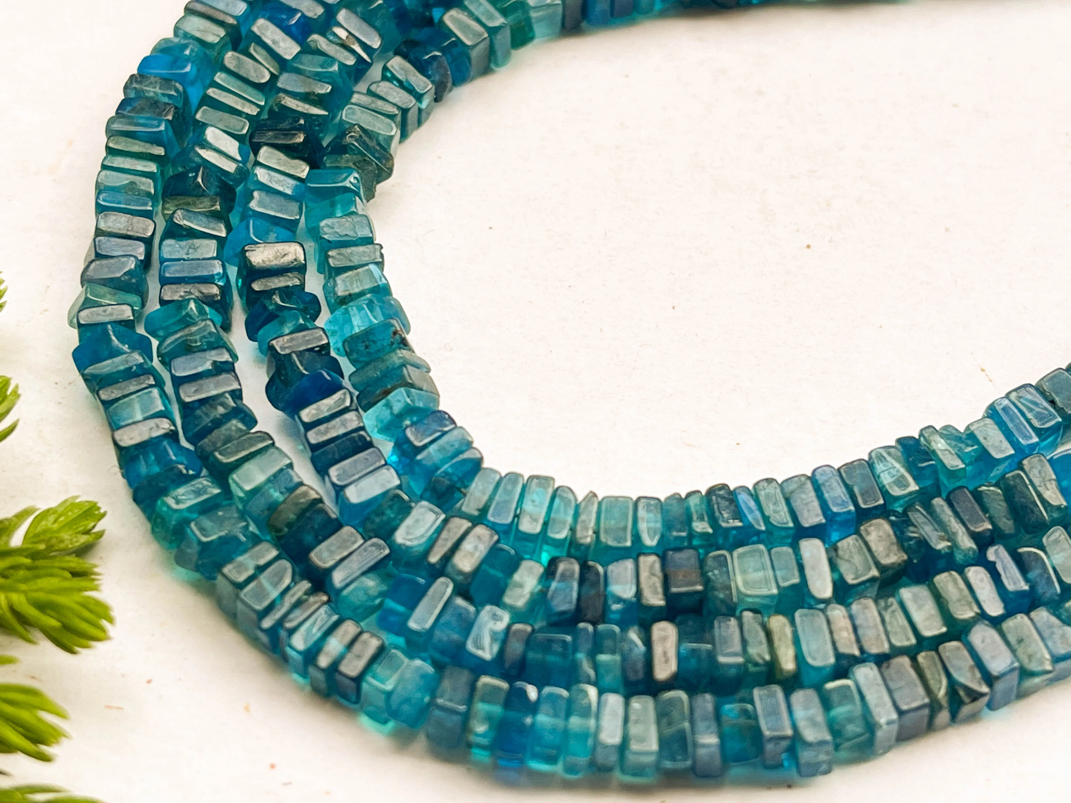 Neon Apatite Square Heishi shape beads