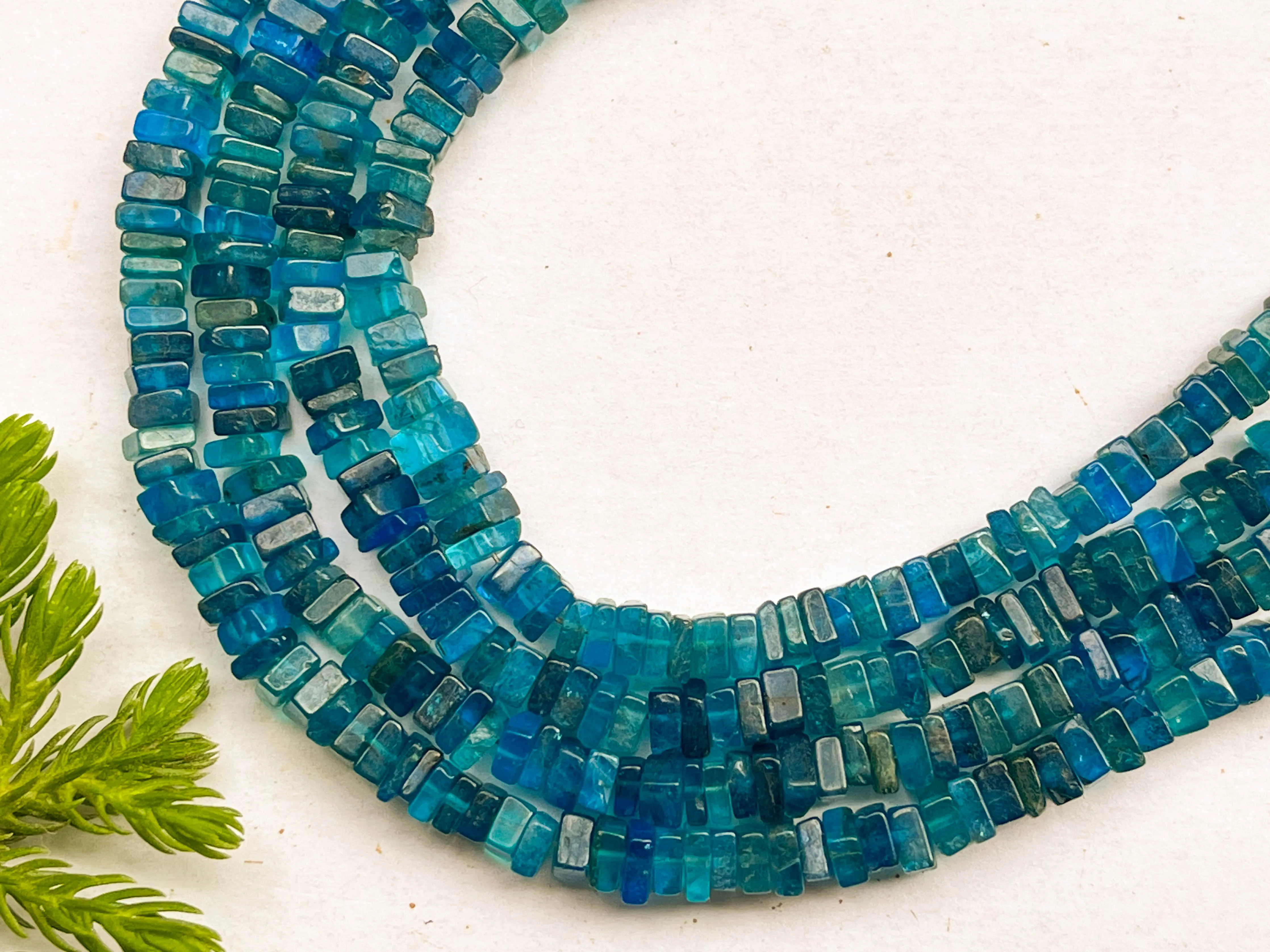 Neon Apatite Square Heishi shape beads