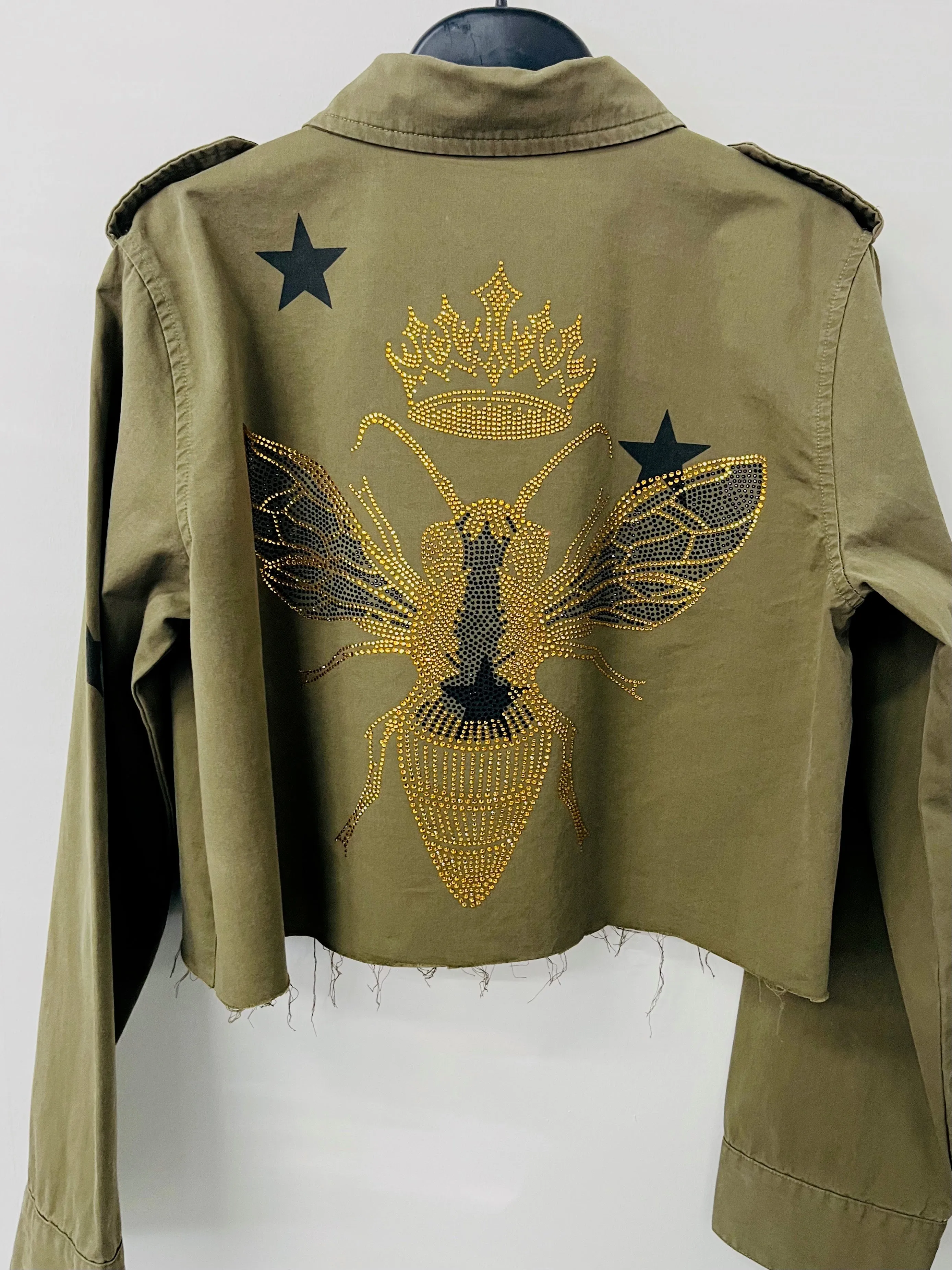 NEW!! Embellished Cropped Bee Shacket