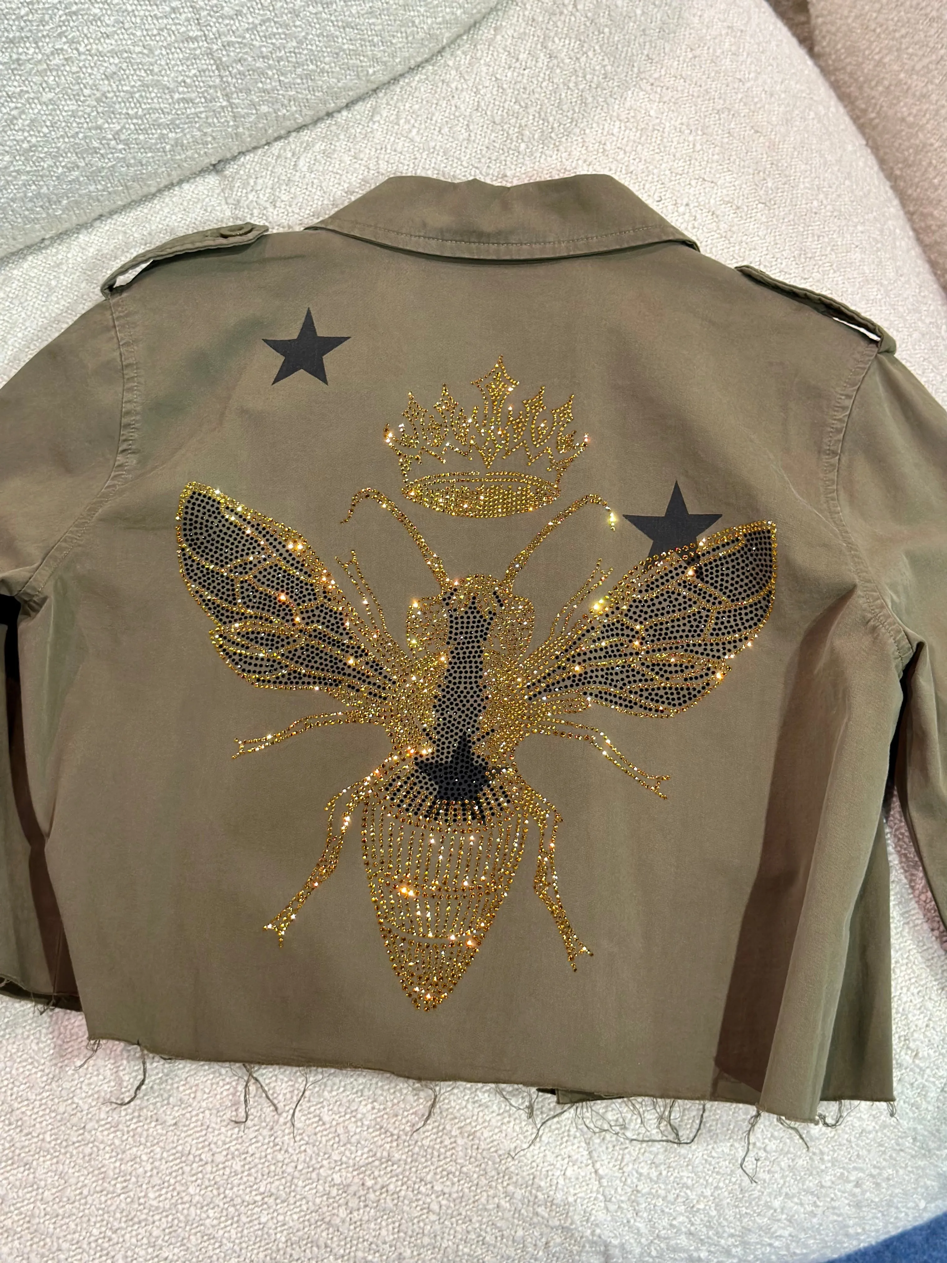 NEW!! Embellished Cropped Bee Shacket