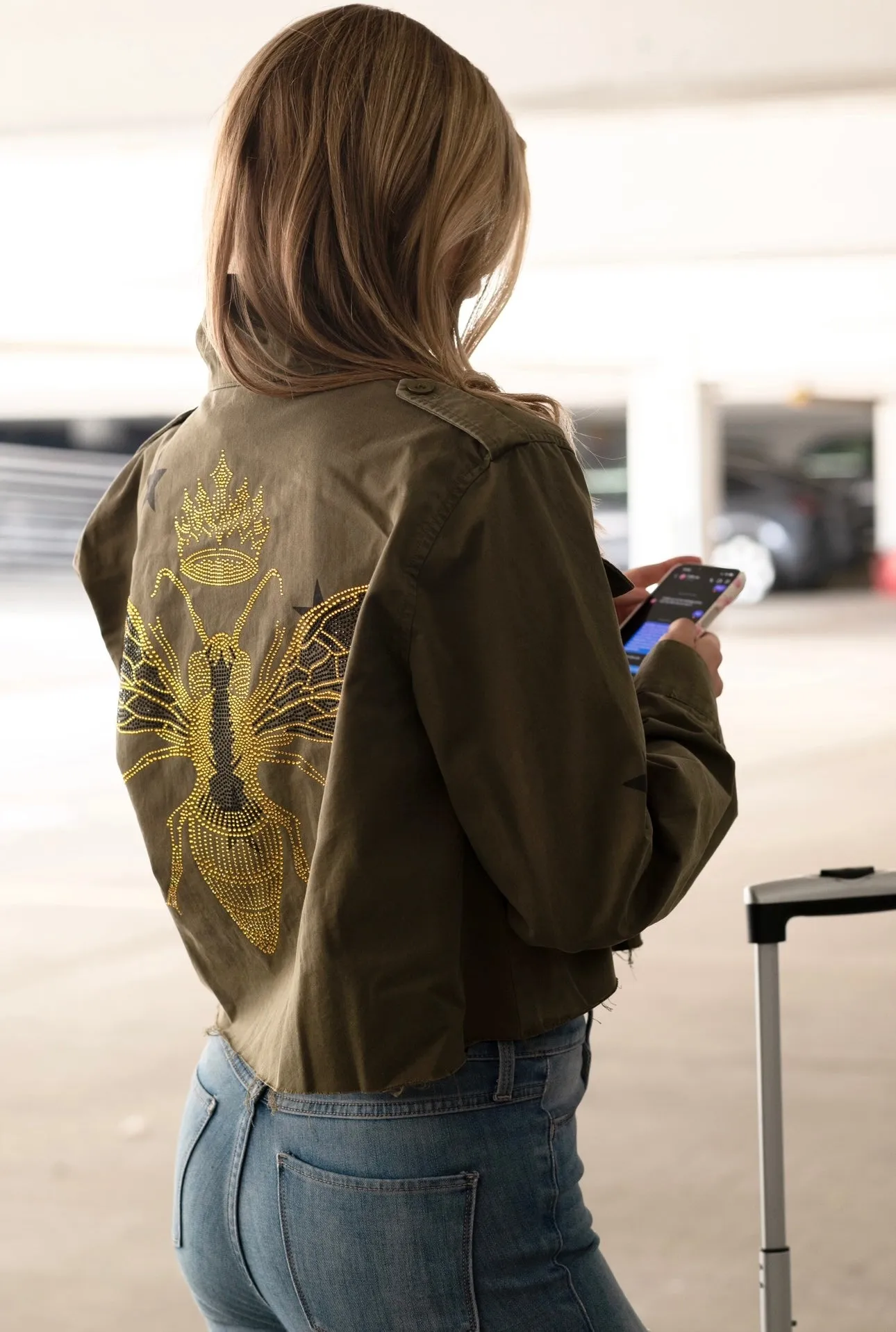 NEW!! Embellished Cropped Bee Shacket