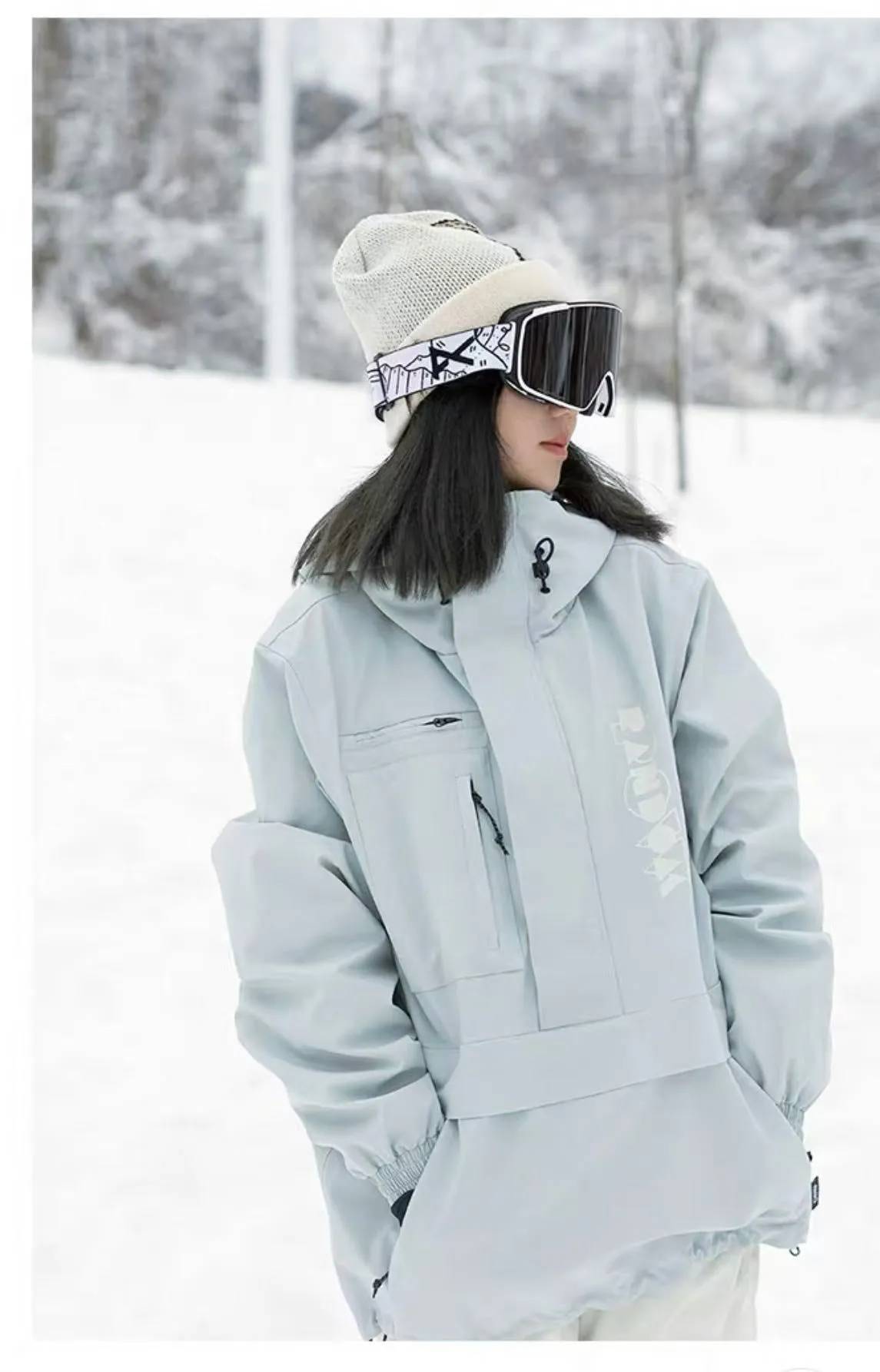 RandomPow PowDay Pullover Hooded Snow Jacket Matcha