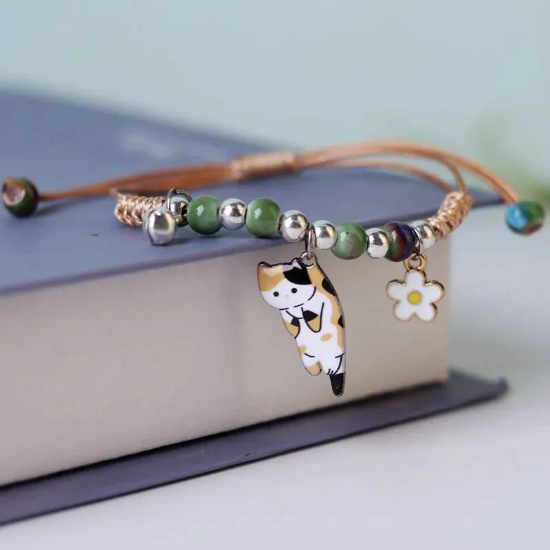Rinhoo Fashion Handmade Purple Butterfly Flower Bracelet For Women Charm Sweet Animal Pendant Braided Bracelets & Bangle Jewelry