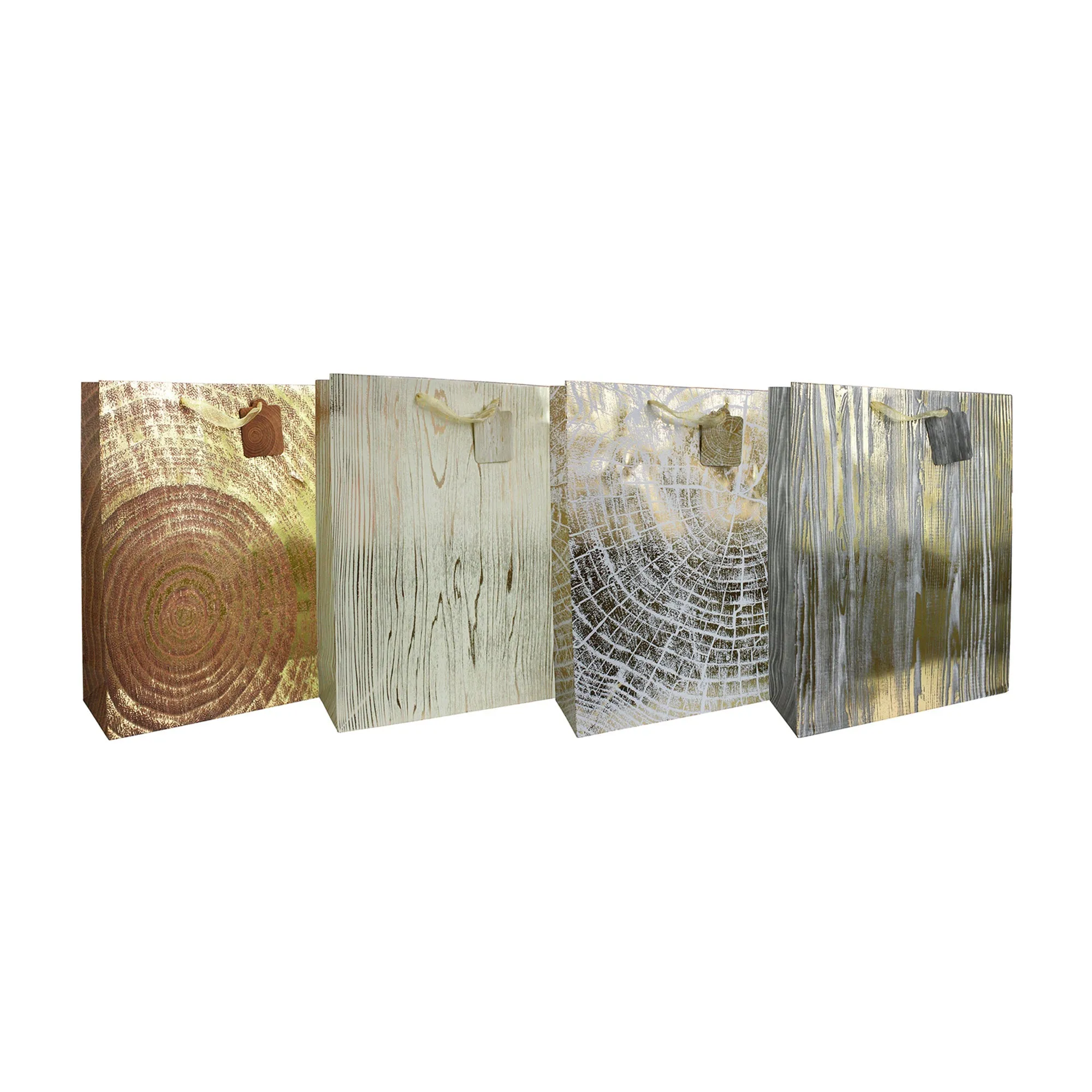 Rustic Wood Grain Gift Bags - - Set Of 4 Assorted Colours (Sizes Available)