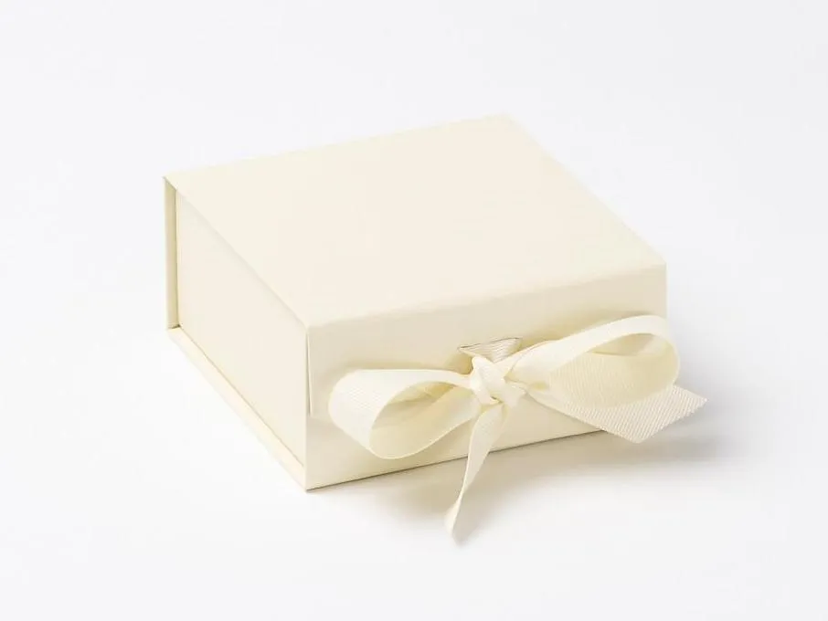 Small Ivory Luxury Gift box with magnetic closure, and ribbon (Pack of 12)
