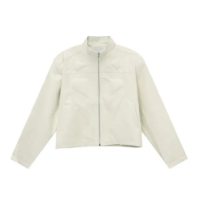 Solid B&W Front Puffy Loose Jacket